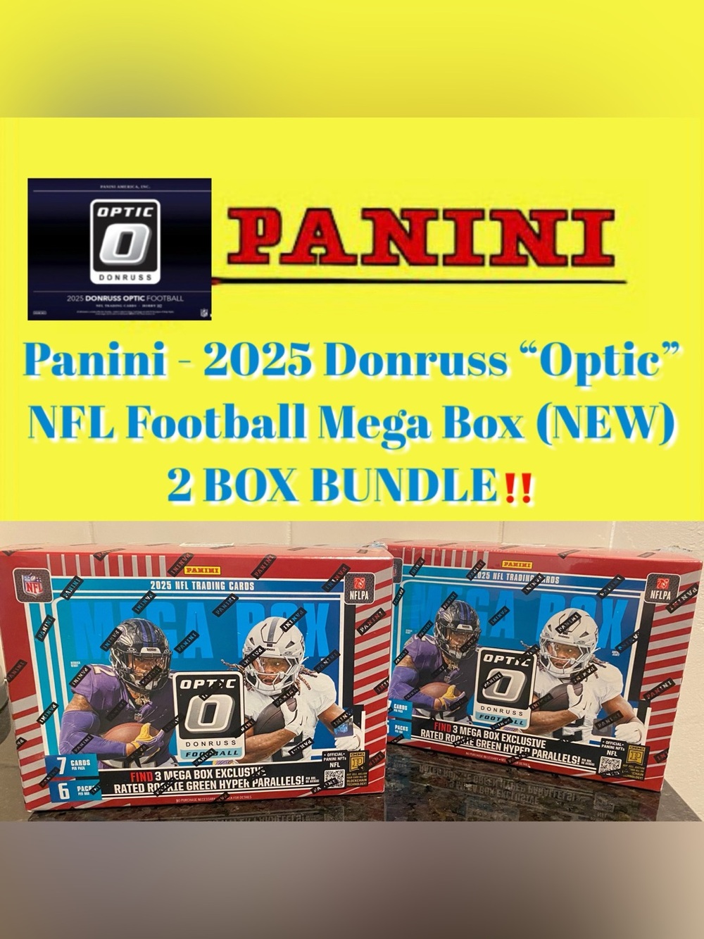 Panini - 2025 Donruss “Optic” NFL Football Mega Box [2 Box Bundle!] (NEW)